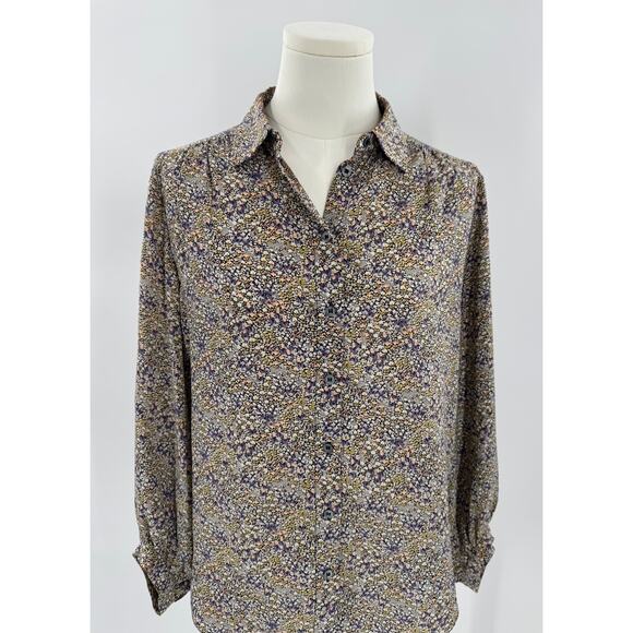 & Other Stories Silk Floral Blouse Long Sleeve Top Button up Shirt White 4 S - Picture 1 of 10